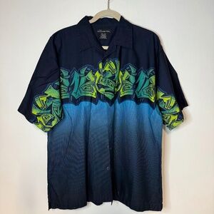 Vintage Y2K Shirt No Boundaries Graffiti Tribal Grunge Two Tone Button 2000s